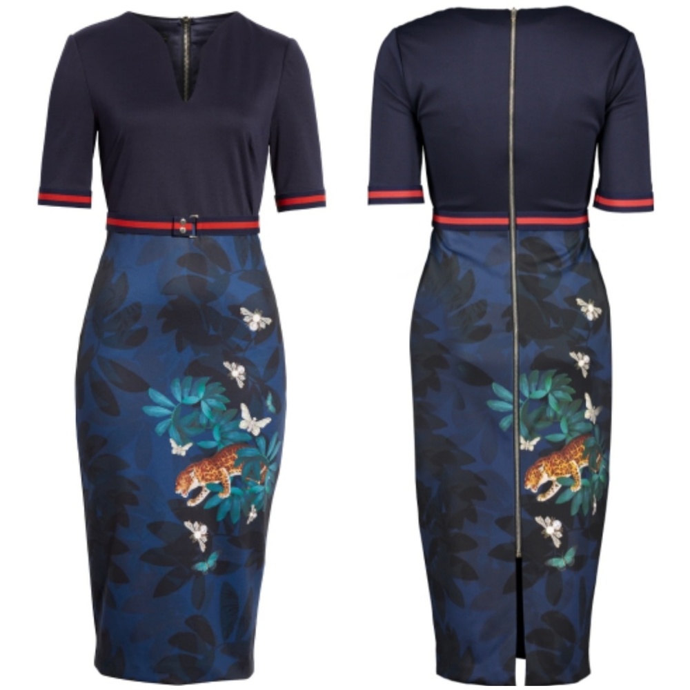 🍒NWT🍒 TED BAKER YALILA HOUDINII BODYCON DRESS 1 - Picture 2 of 8